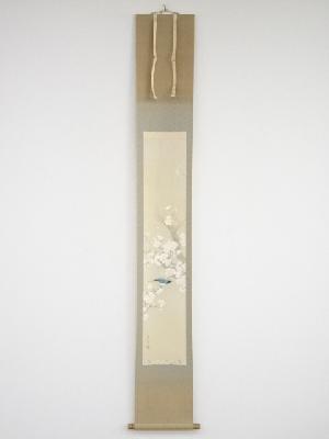 小西秀麿筆　桜　肉筆絹本掛軸（共箱）
